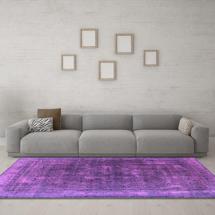 Machine Washable Oriental Pink Industrial Rug in a Living Room, wshurb3147pnk