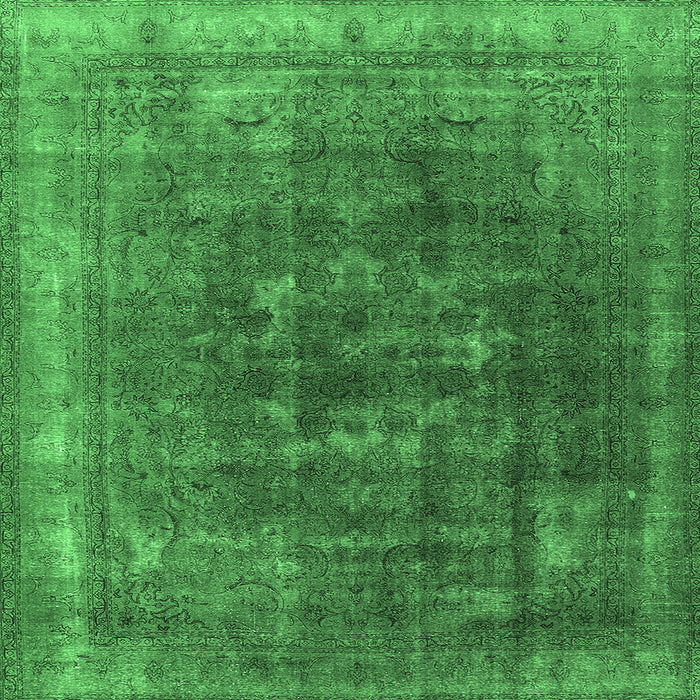 Square Machine Washable Oriental Emerald Green Industrial Area Rugs, wshurb3147emgrn