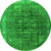 Round Oriental Green Industrial Rug, urb3147grn