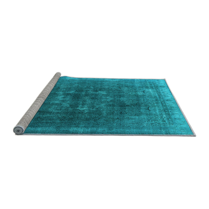 Sideview of Machine Washable Oriental Light Blue Industrial Rug, wshurb3147lblu