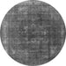 Round Machine Washable Oriental Gray Industrial Rug, wshurb3147gry