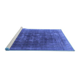 Sideview of Machine Washable Oriental Blue Industrial Rug, wshurb3147blu