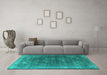 Machine Washable Oriental Turquoise Industrial Area Rugs in a Living Room,, wshurb3147turq