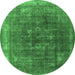 Round Oriental Emerald Green Industrial Rug, urb3147emgrn