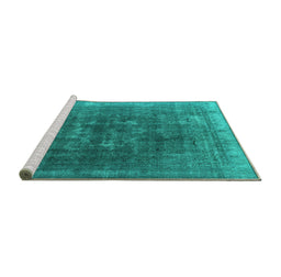 Sideview of Machine Washable Oriental Turquoise Industrial Area Rugs, wshurb3147turq
