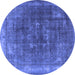 Round Oriental Blue Industrial Rug, urb3147blu