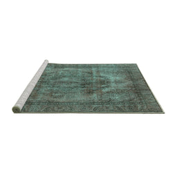 Sideview of Machine Washable Oriental Turquoise Industrial Area Rugs, wshurb3148turq