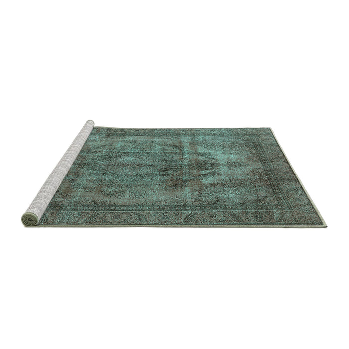 Sideview of Machine Washable Oriental Turquoise Industrial Area Rugs, wshurb3148turq