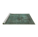 Sideview of Machine Washable Oriental Turquoise Industrial Area Rugs, wshurb3148turq