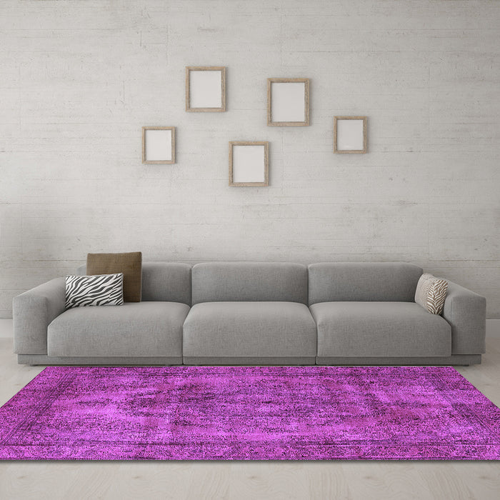 Machine Washable Oriental Purple Industrial Area Rugs in a Living Room, wshurb3148pur