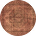 Round Oriental Brown Industrial Rug, urb3148brn