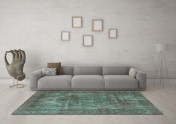 Machine Washable Oriental Turquoise Industrial Area Rugs in a Living Room,, wshurb3148turq