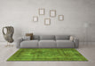 Machine Washable Oriental Green Industrial Area Rugs in a Living Room,, wshurb3148grn