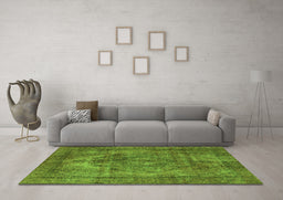 Machine Washable Oriental Green Industrial Area Rugs in a Living Room,, wshurb3148grn