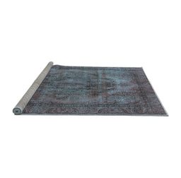 Sideview of Machine Washable Oriental Light Blue Industrial Rug, wshurb3148lblu