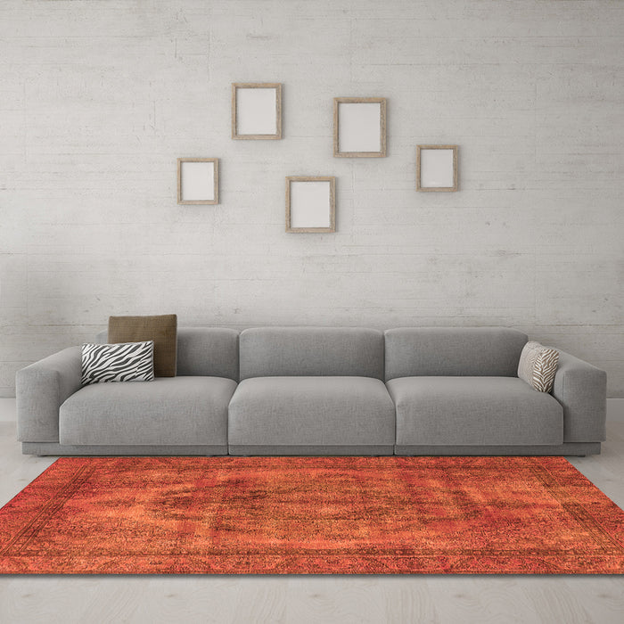 Machine Washable Oriental Orange Industrial Area Rugs in a Living Room, wshurb3148org