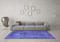 Machine Washable Oriental Blue Industrial Rug in a Living Room, wshurb3148blu