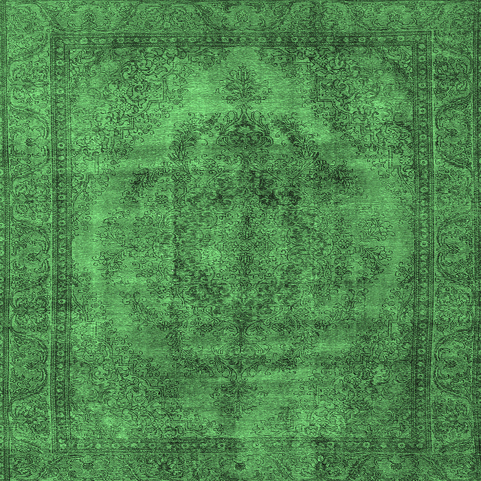 Square Machine Washable Oriental Emerald Green Industrial Area Rugs, wshurb3148emgrn