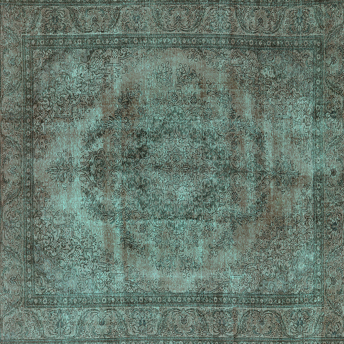 Square Machine Washable Oriental Turquoise Industrial Area Rugs, wshurb3148turq