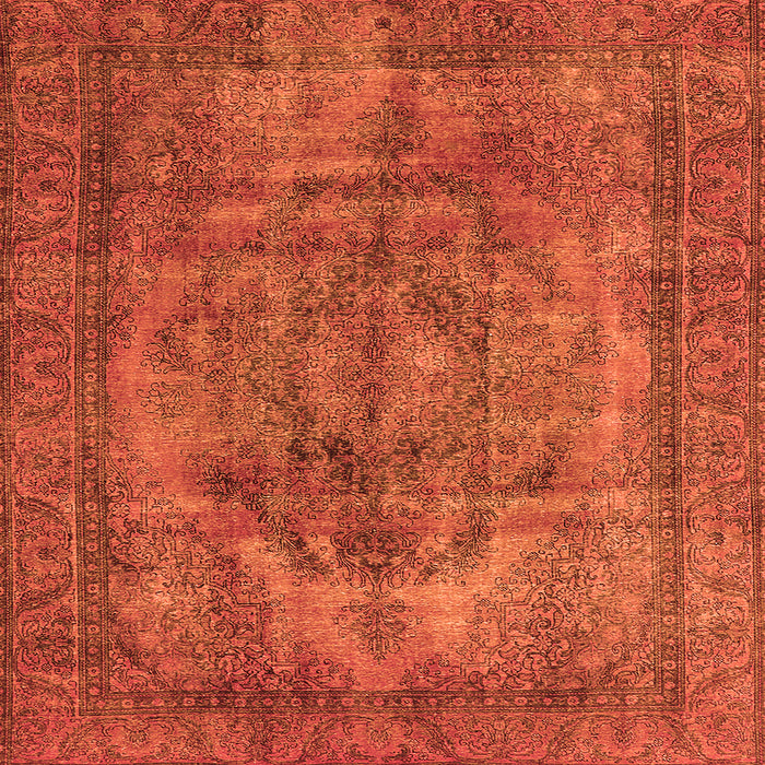 Square Machine Washable Oriental Orange Industrial Area Rugs, wshurb3148org