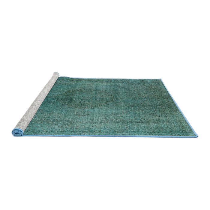 Sideview of Machine Washable Industrial Modern Greenish Blue Green Rug, wshurb3149