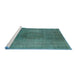 Sideview of Machine Washable Industrial Modern Greenish Blue Green Rug, wshurb3149