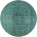 Round Machine Washable Industrial Modern Greenish Blue Green Rug, wshurb3149