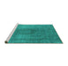 Sideview of Machine Washable Oriental Turquoise Industrial Area Rugs, wshurb3149turq