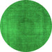 Round Oriental Green Industrial Rug, urb3149grn