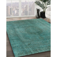 Mid-Century Modern Greenish Blue Green Oriental Rug, urb3149