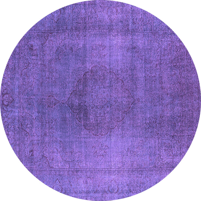 Round Machine Washable Oriental Purple Industrial Area Rugs, wshurb3149pur