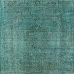 Square Mid-Century Modern Greenish Blue Green Oriental Rug, urb3149