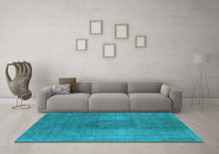 Machine Washable Oriental Light Blue Industrial Rug, wshurb3149lblu