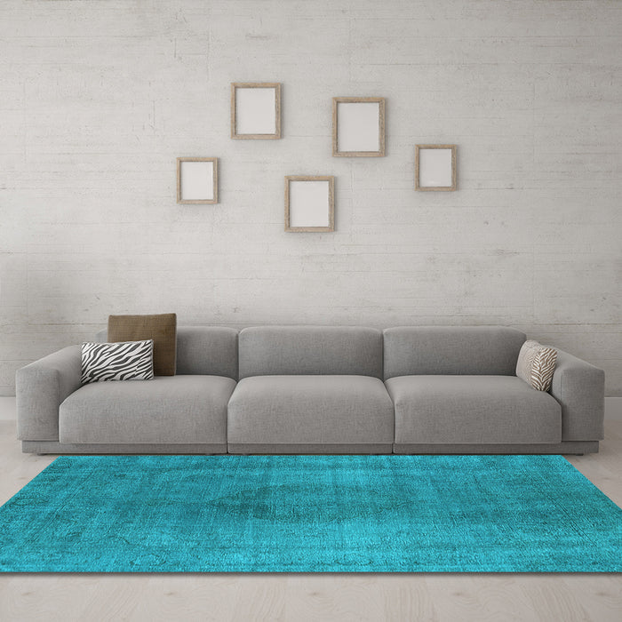Machine Washable Oriental Light Blue Industrial Rug in a Living Room, wshurb3149lblu