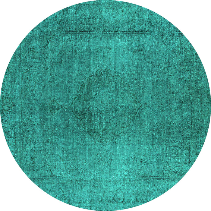 Round Oriental Turquoise Industrial Rug, urb3149turq