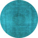 Round Oriental Light Blue Industrial Rug, urb3149lblu