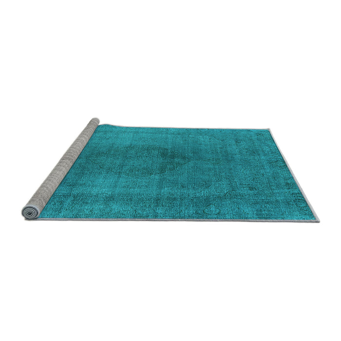 Sideview of Machine Washable Oriental Light Blue Industrial Rug, wshurb3149lblu
