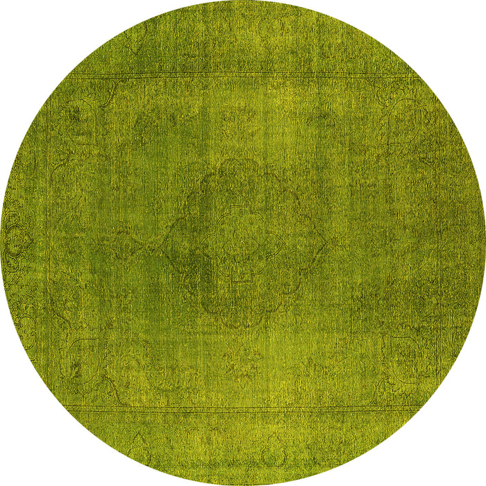 Round Oriental Yellow Industrial Rug, urb3149yw