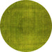 Round Oriental Yellow Industrial Rug, urb3149yw