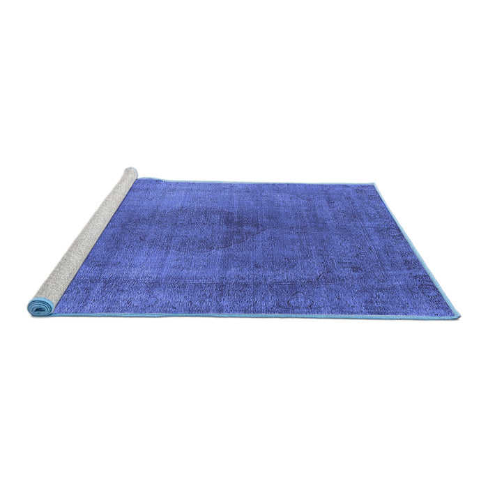 Sideview of Machine Washable Oriental Blue Industrial Rug, wshurb3149blu