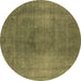 Round Oriental Brown Industrial Rug, urb3149brn