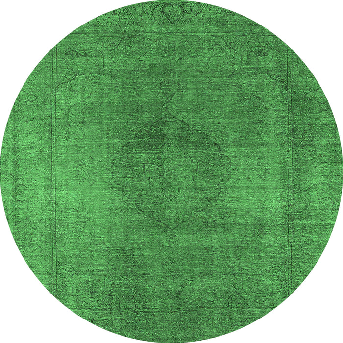 Round Oriental Emerald Green Industrial Rug, urb3149emgrn