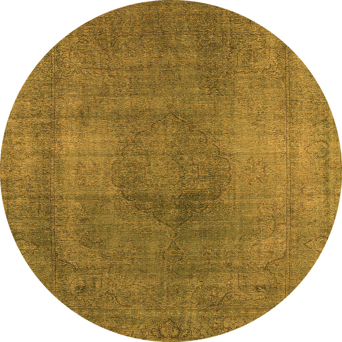 Round Machine Washable Oriental Orange Industrial Area Rugs, wshurb3149org