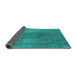 Sideview of Oriental Turquoise Industrial Rug, urb3149turq