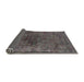 Sideview of Mid-Century Modern Charcoal Gray Oriental Rug, urb3150