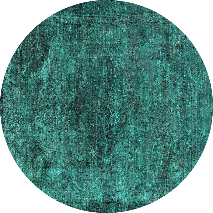 Round Oriental Turquoise Industrial Rug, urb3150turq