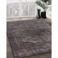 Mid-Century Modern Charcoal Gray Oriental Rug, urb3150