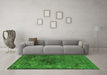 Machine Washable Oriental Green Industrial Area Rugs in a Living Room,, wshurb3150grn