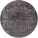 Round Mid-Century Modern Charcoal Gray Oriental Rug, urb3150