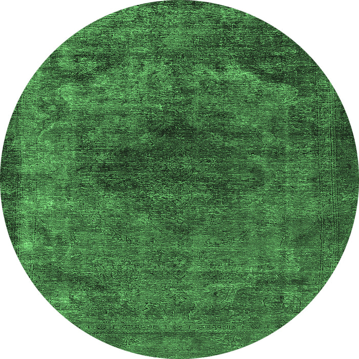 Round Oriental Emerald Green Industrial Rug, urb3150emgrn